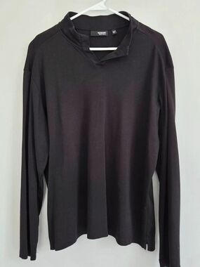 Murano Liquid Luxury Mock Neck Long Sleeve Polo Black XL